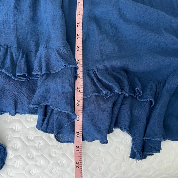 Free People FP One Adella Slip Dress Women Small Navy Floral Crochet Lace Ruffle - Picture 8 of 9